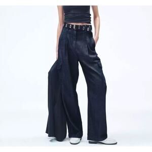 rag & bone Cassidy Tailored Wide Leg Baggy Cargo Jean Dark Rinse Women's Size 27